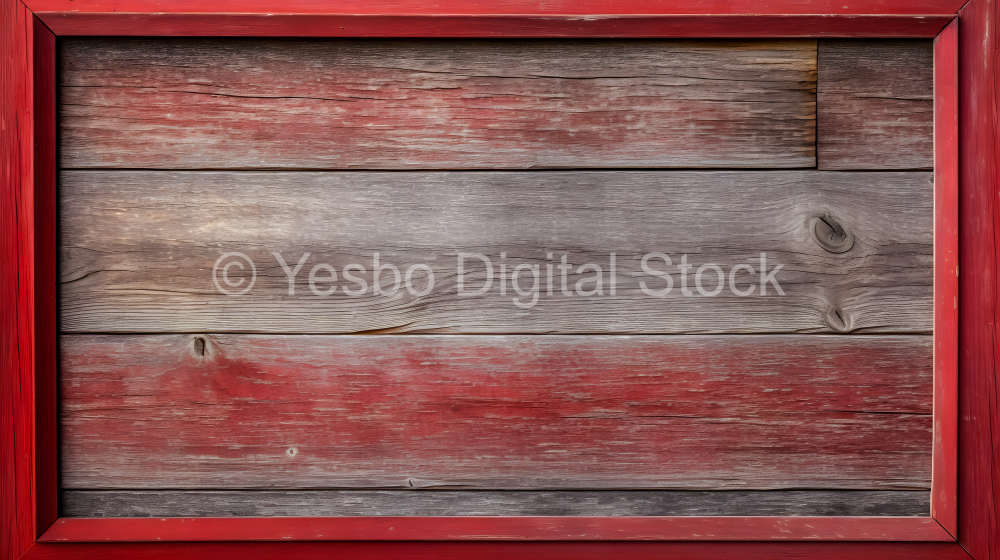 Wooden background with red frame. Old wood texture. Wooden background